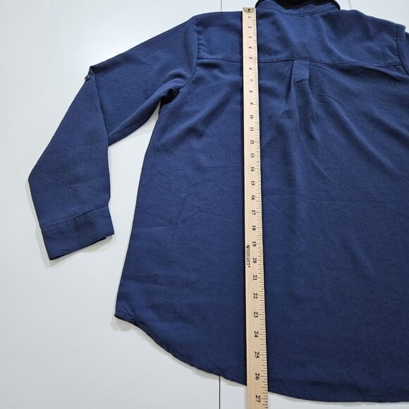 International INC Company Top Womens L Navy LS Criss Cross Ties Crepe Whimsigoth - Picture 7 of 14